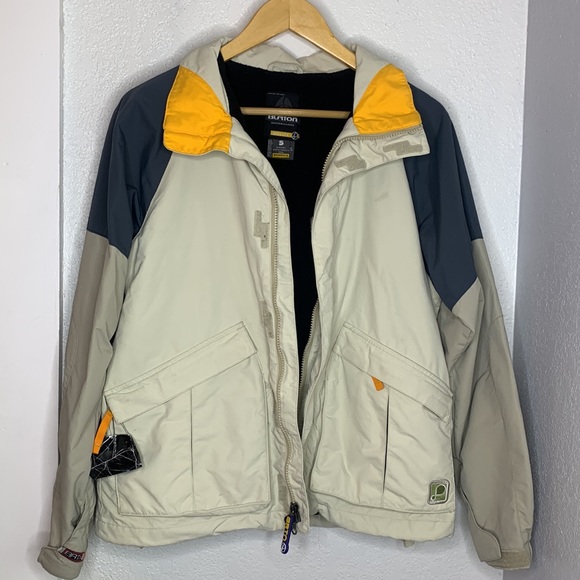 Burton Snowboarding jacket Biolite fleece lined zip pockets tan grey - Picture 3 of 9